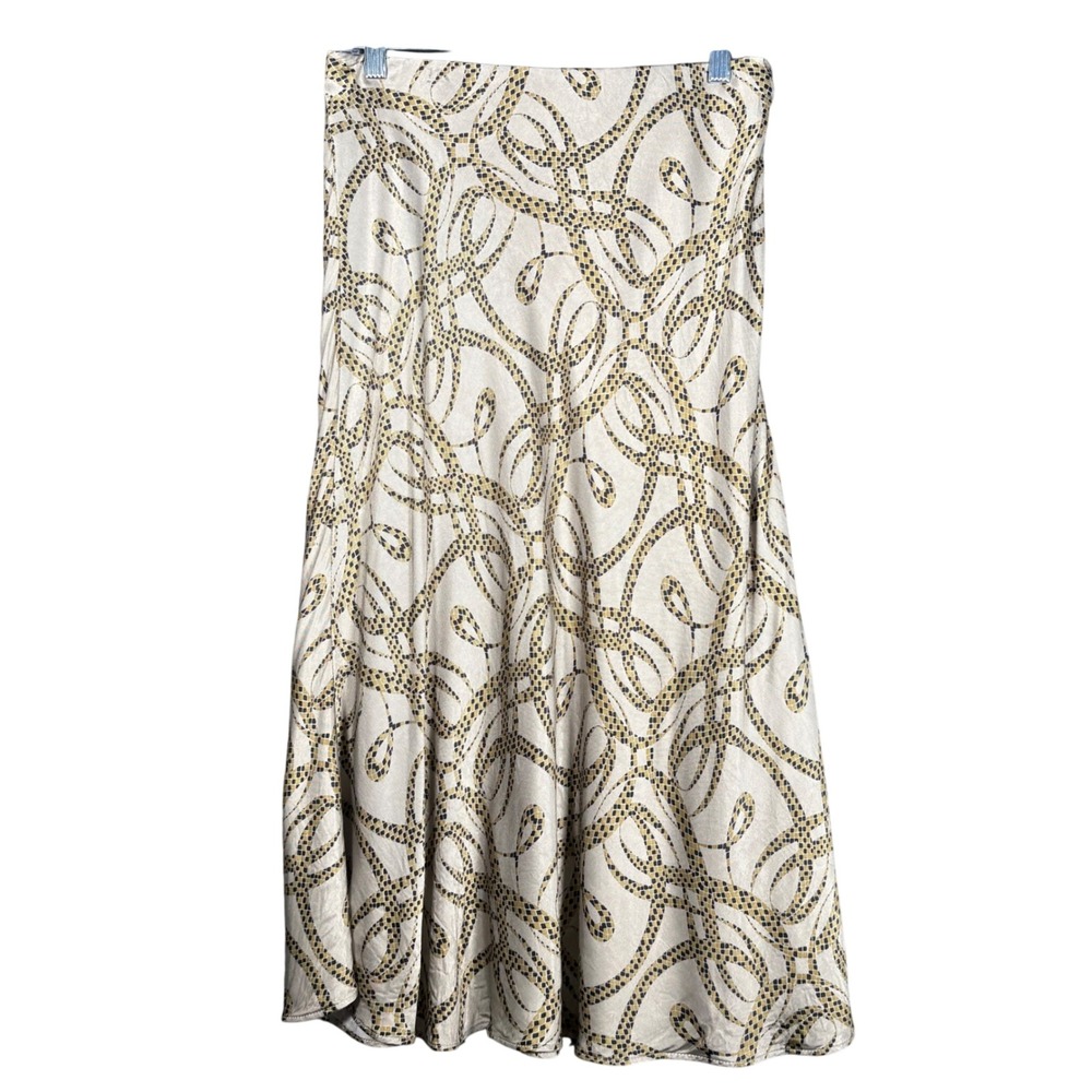 Richard Allen x H&M Abstract Rope Print Viscose Midi Skirt Beige Mustard 10P